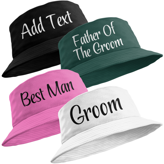 Add Custom Text Groom Stag Bucket Hats