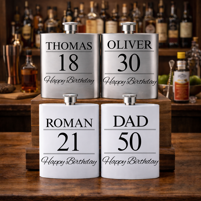 Personalised Birthday Name Hip Flask