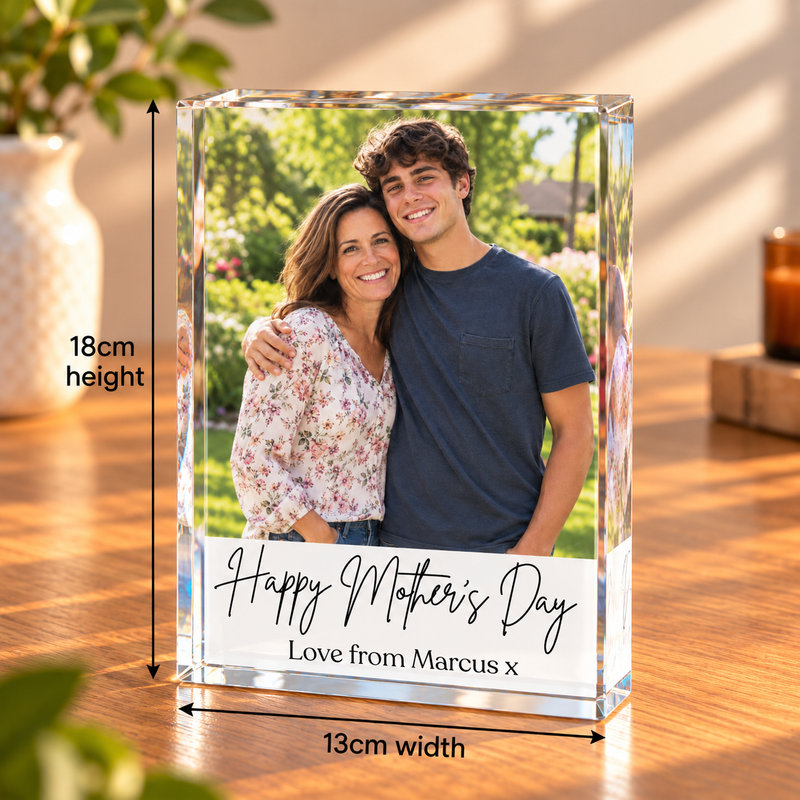 Personalised Acrylic Large Photo Block With Text