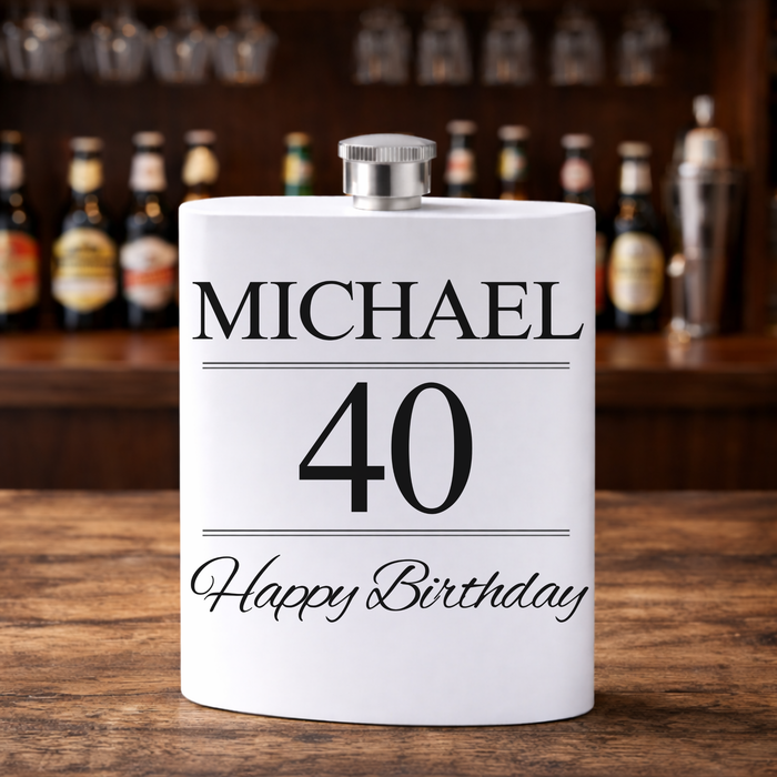 Personalised Birthday Name Hip Flask