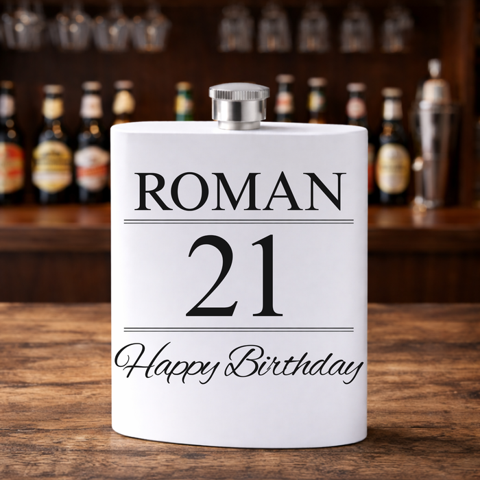 Personalised Birthday Name Hip Flask