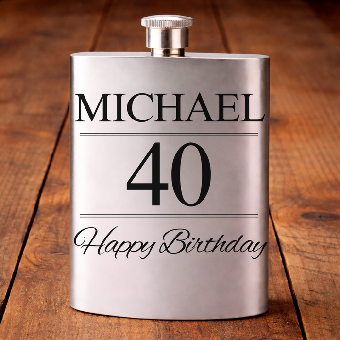 Personalised Birthday Name Hip Flask