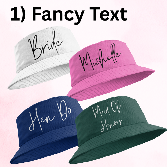 Add Custom Text Bride Hen Bucket Caps
