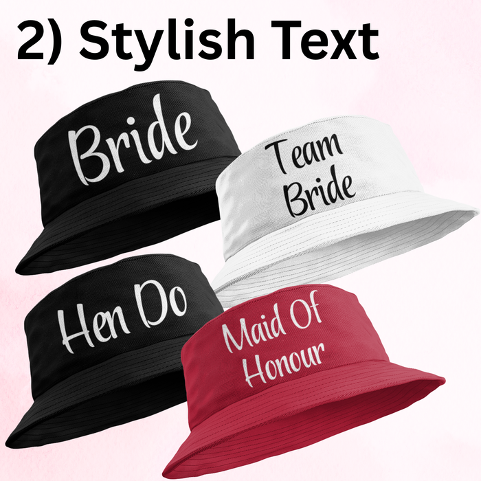 Add Custom Text Bride Hen Bucket Caps