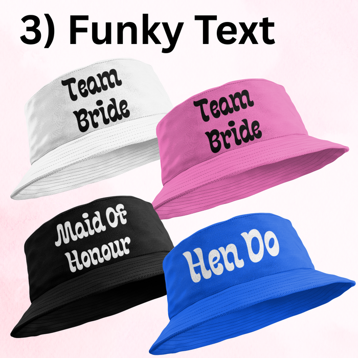 Add Custom Text Bride Hen Bucket Caps