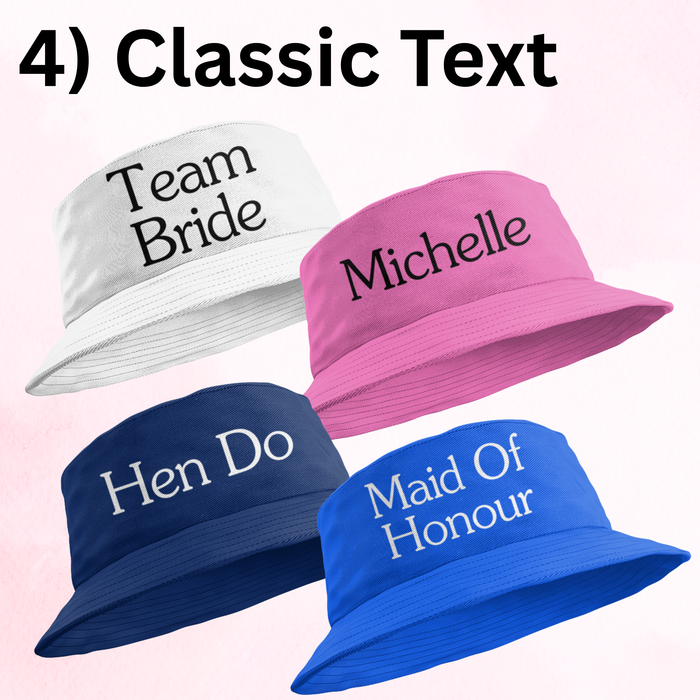 Add Custom Text Bride Hen Bucket Caps