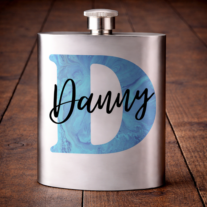 Personalised Marble Blue Initial & Name