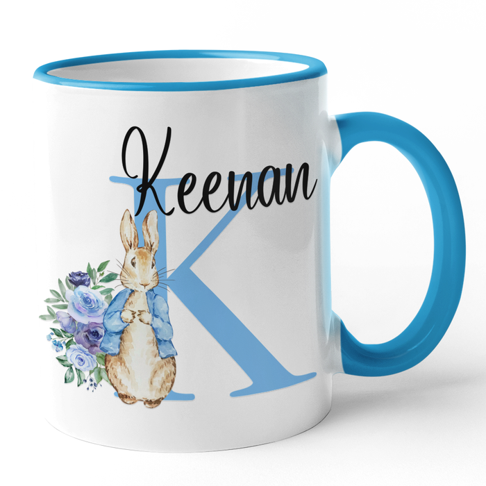 Blue Floral Bunny Initial & Name
