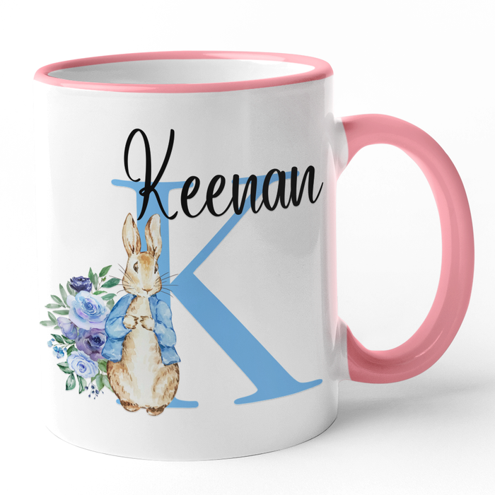 Blue Floral Bunny Initial & Name