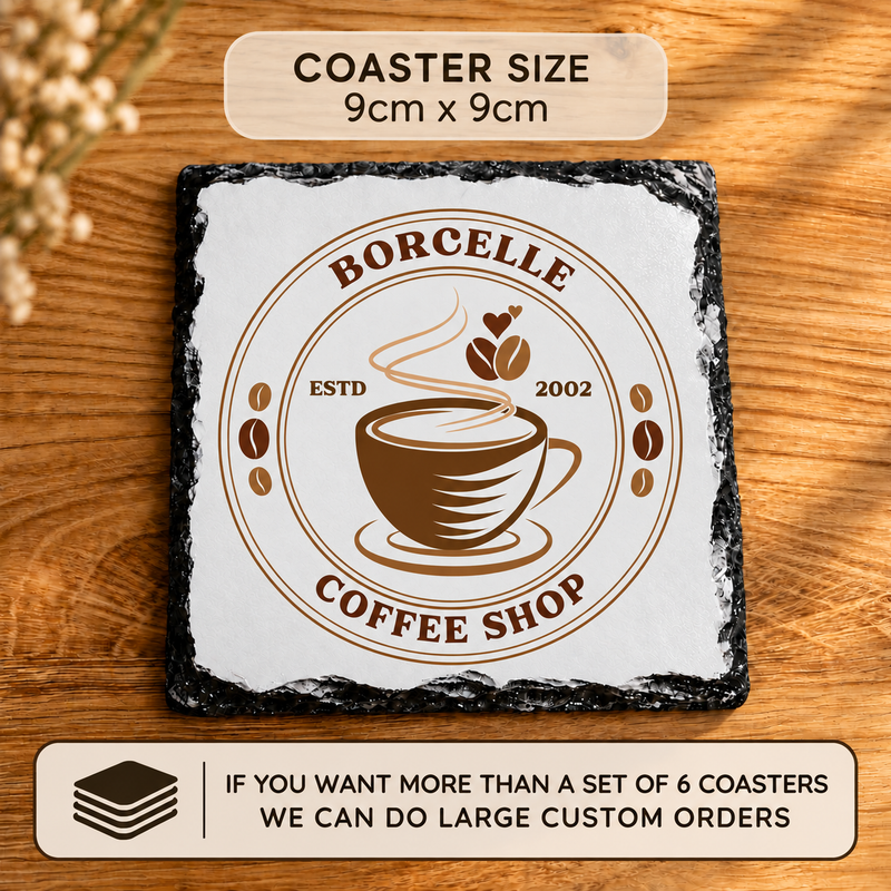 Upload Company Logo Rock Slate Coaster