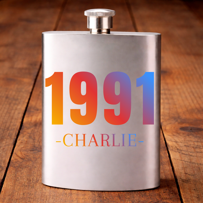 Personalised Birthday Year Hip Flask
