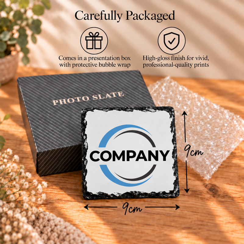 Upload Company Logo Rock Slate Coaster