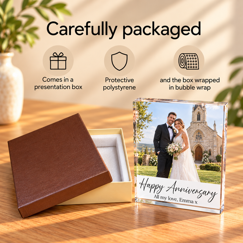 Personalised Acrylic Large Photo Block With Text