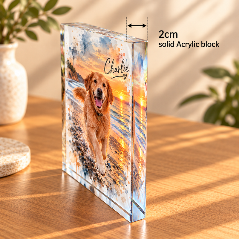 Personalised Watercolour Acrylic Large Photo Block