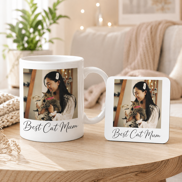 Personalised Polaroid Square Photo Mug With Text