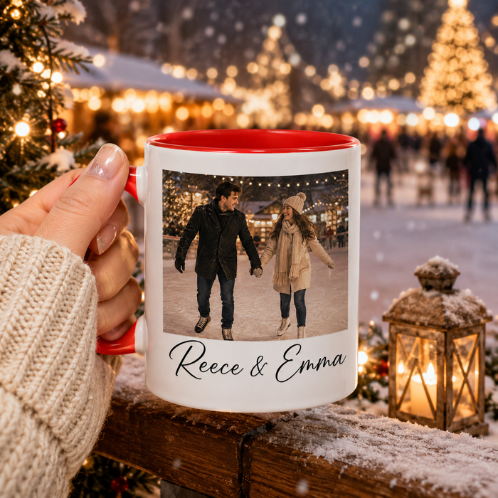 Personalised Polaroid Square Photo Mug With Text