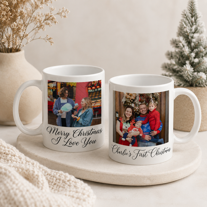 Personalised Polaroid Square Photo Mug With Text