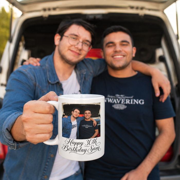 Personalised Polaroid Square Photo Mug With Text
