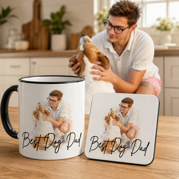 Personalised Watercolour Effect Photo Mug With Text