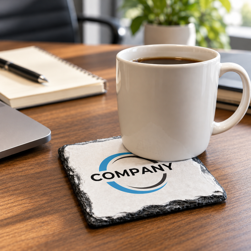 Upload Company Logo Rock Slate Coaster