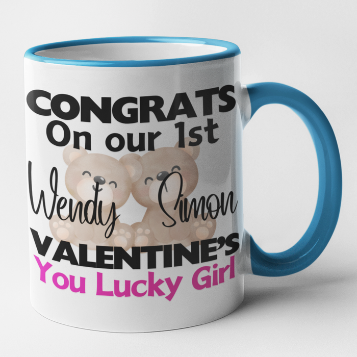 (Add Names) Congrats On Our 1st Valentines Mug Set