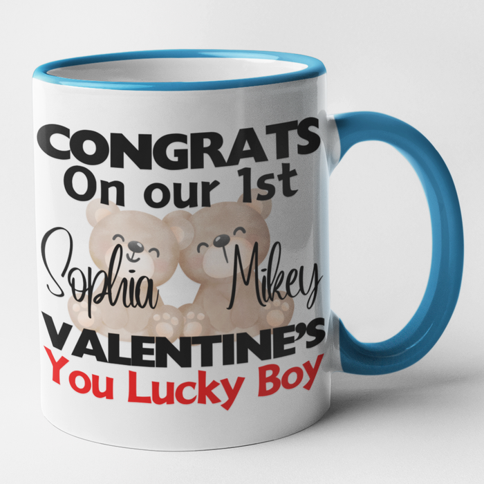 (Add Names) Congrats On Our 1st Valentines Mug Set