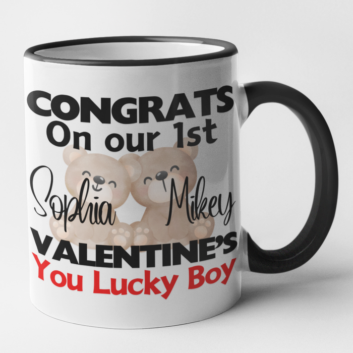 (Add Names) Congrats On Our 1st Valentines Mug Set