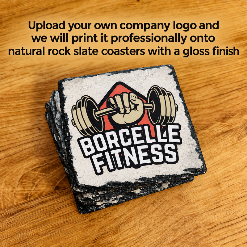 Upload Company Logo Rock Slate Coaster