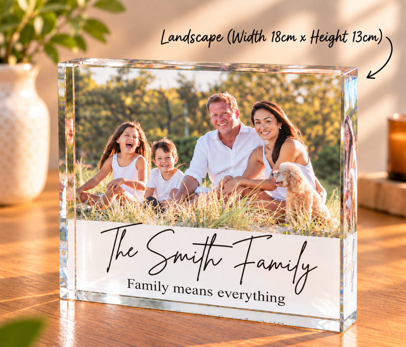 Personalised Acrylic Large Photo Block With Text