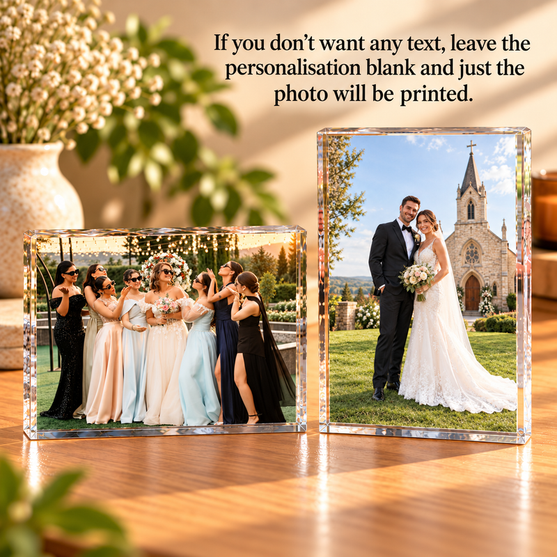 Personalised Acrylic Large Photo Block With Text