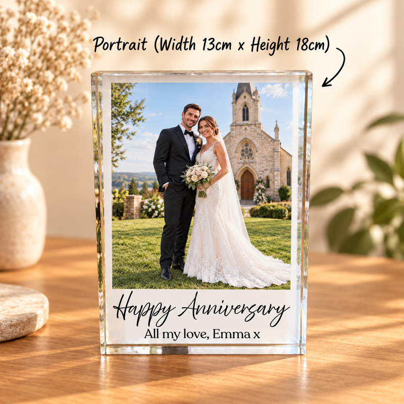 Personalised Acrylic Large Photo Block With Text