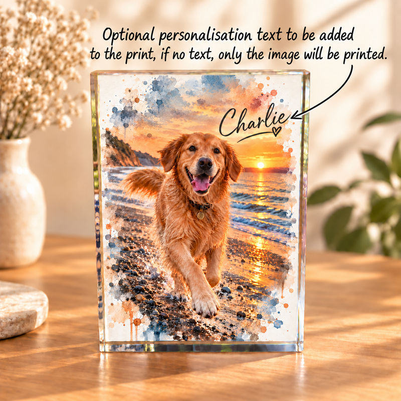 Personalised Watercolour Acrylic Large Photo Block