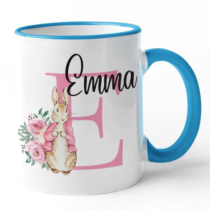 Pink Floral Bunny Initial & Name