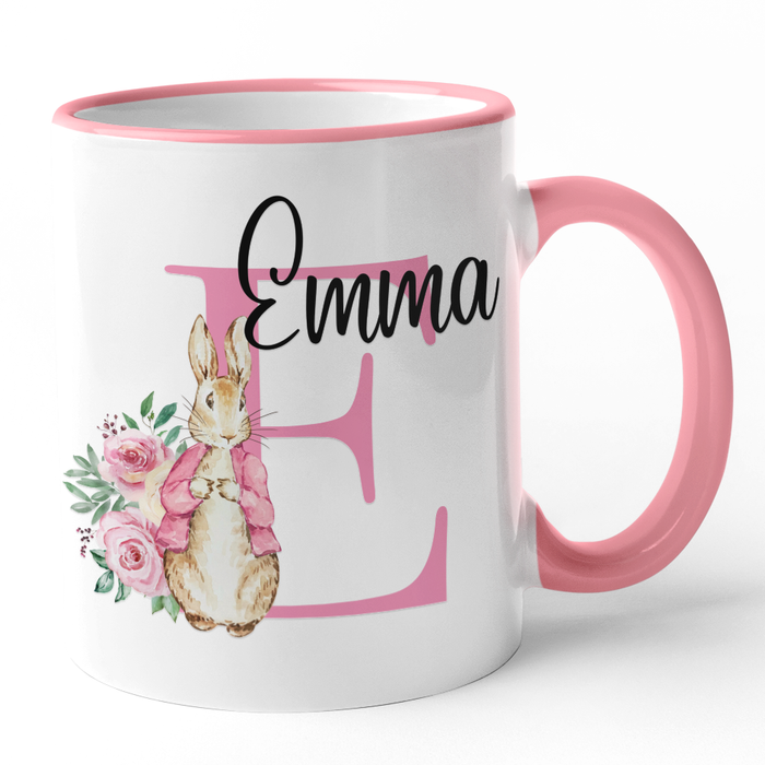 Pink Floral Bunny Initial & Name