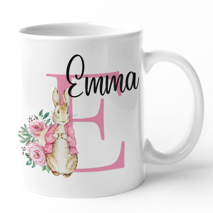Pink Floral Bunny Initial & Name