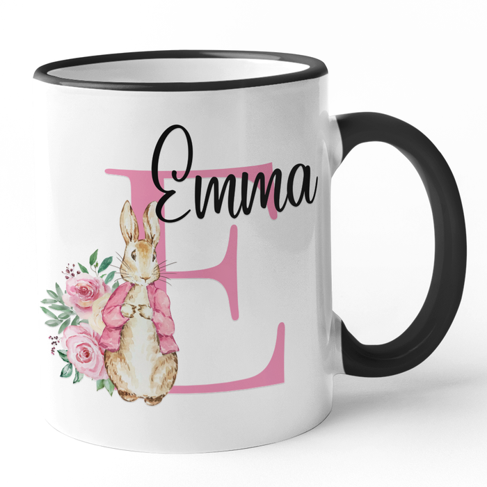 Pink Floral Bunny Initial & Name