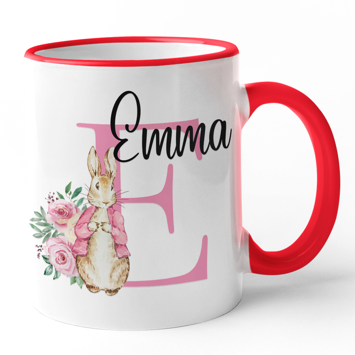 Pink Floral Bunny Initial & Name
