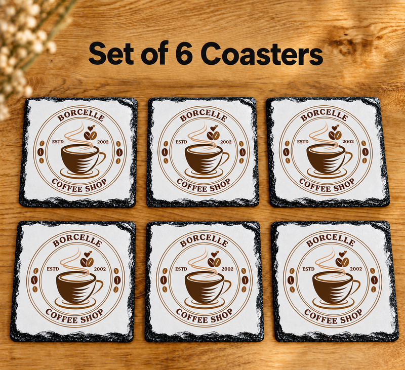 Upload Company Logo Rock Slate Coaster