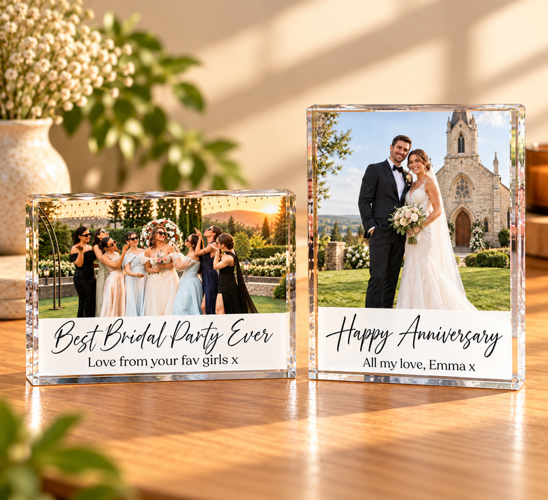 Personalised Acrylic Large Photo Block With Text