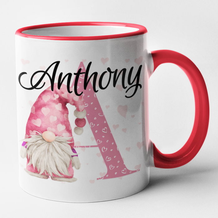 Pink Heart Gonk Valentines Anniversary Mug Set (Add Names)