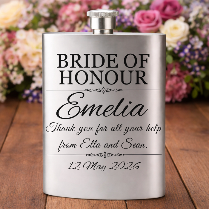 Personalised Wedding Message Hip Flask