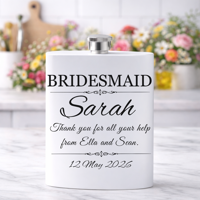 Personalised Wedding Message Hip Flask