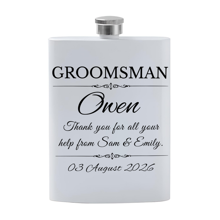 Personalised Wedding Message Hip Flask