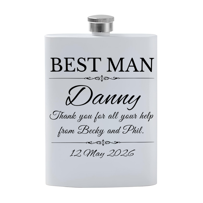 Personalised Wedding Message Hip Flask