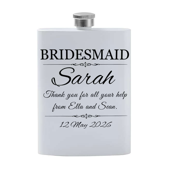 Personalised Wedding Message Hip Flask
