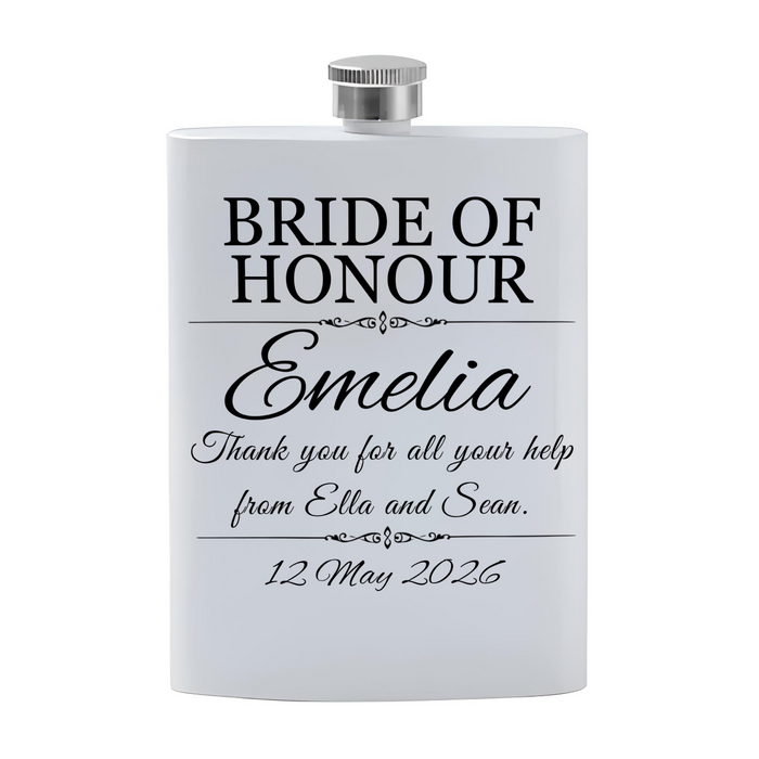 Personalised Wedding Message Hip Flask