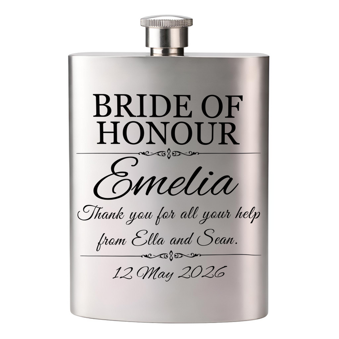 Personalised Wedding Message Hip Flask