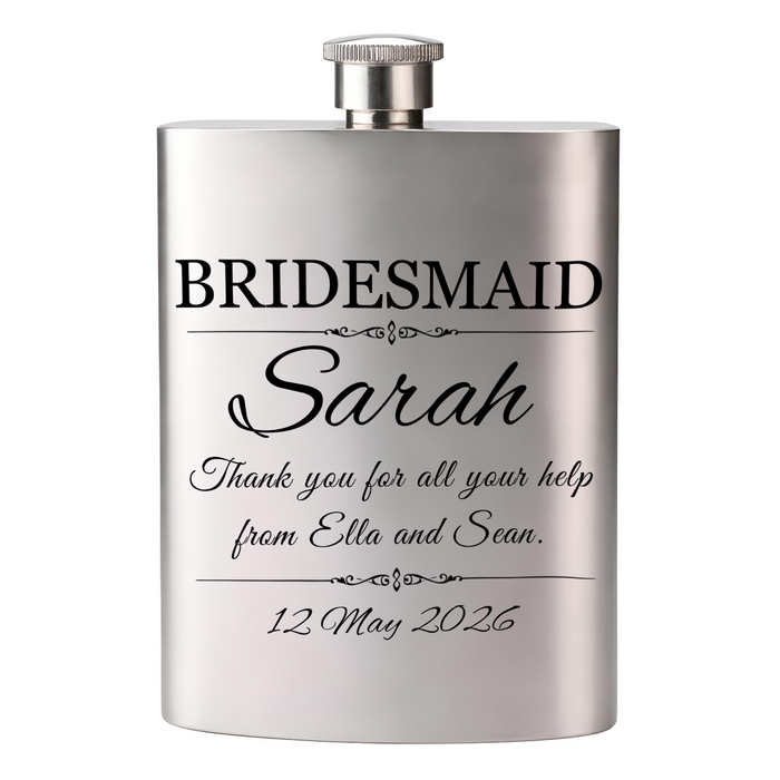 Personalised Wedding Message Hip Flask