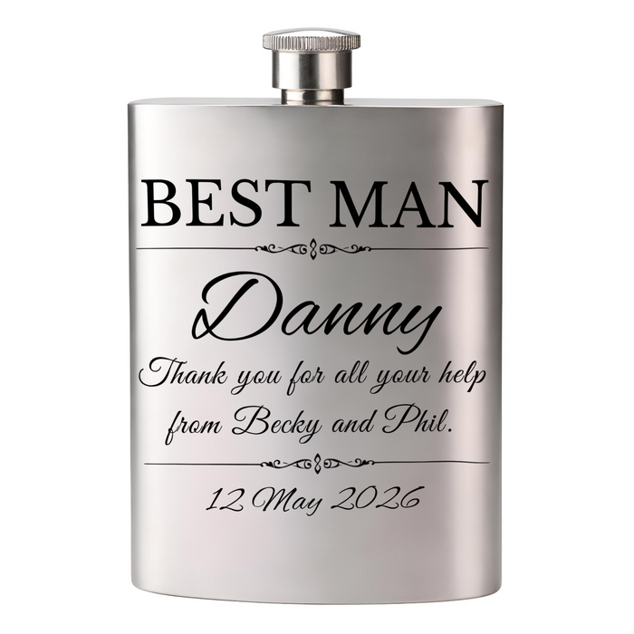 Personalised Wedding Message Hip Flask