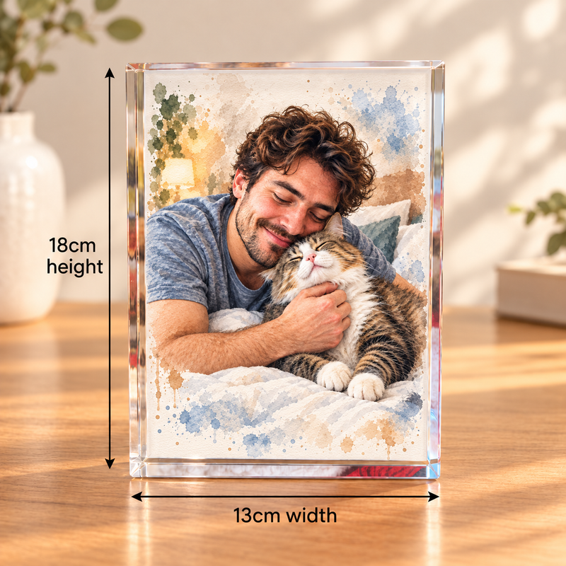 Personalised Watercolour Acrylic Large Photo Block
